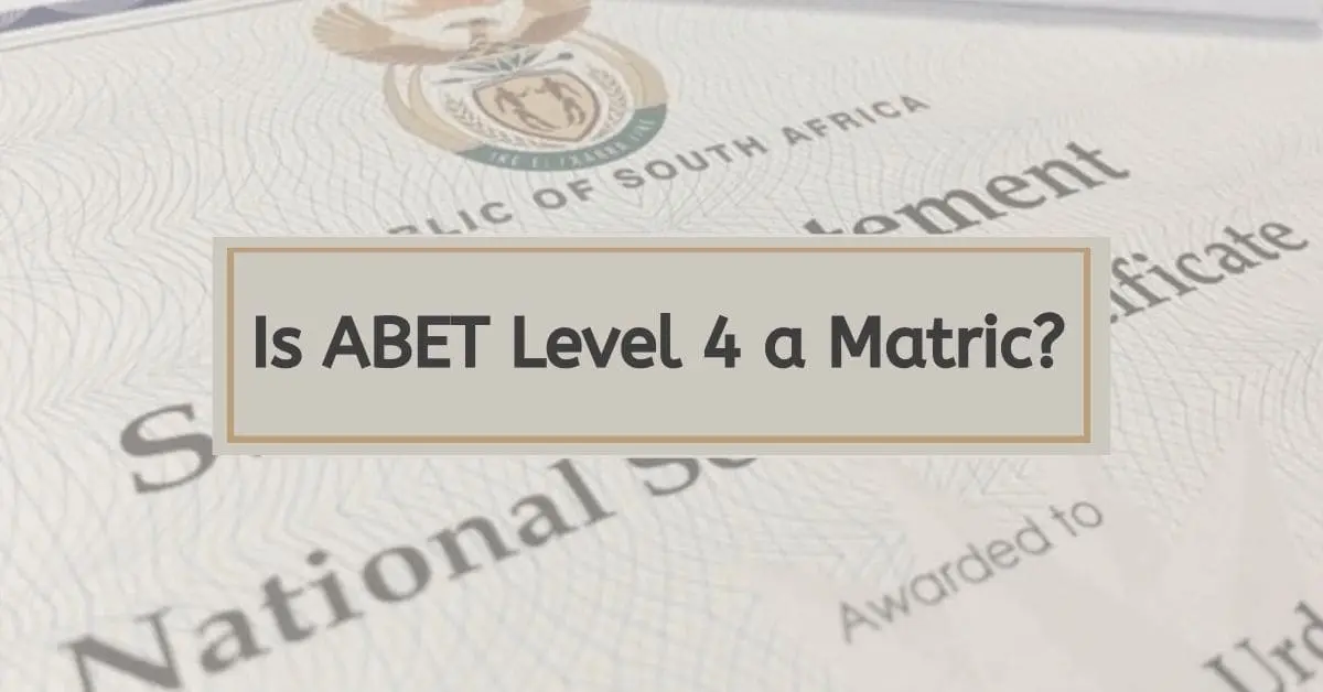 Is ABET Level 4 a Matric?